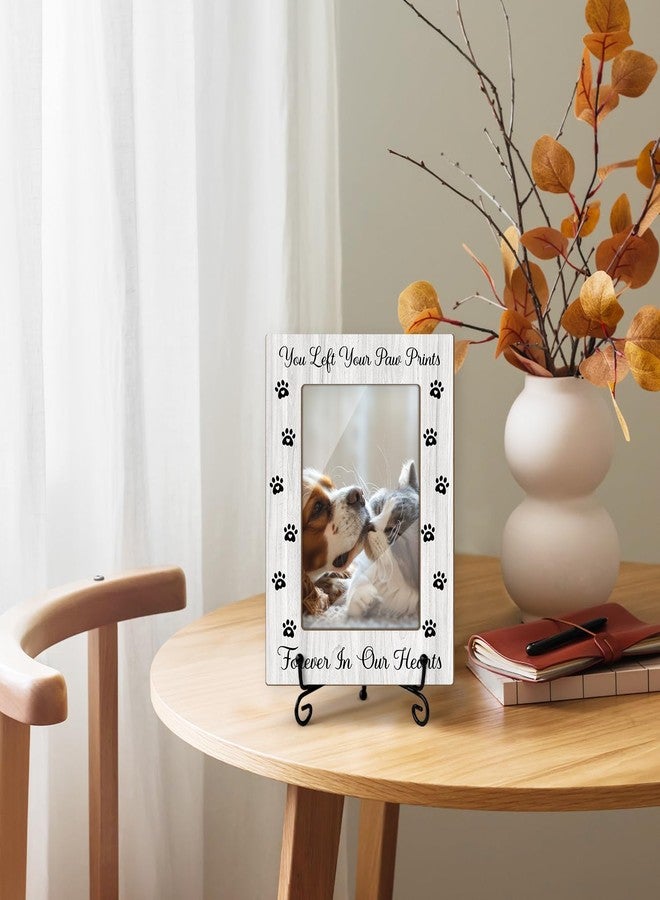 LWBEO Pet Memorial Frame - Your Paw Prints Forever, Wooden Picture Frame Gift - 4x6 Stand - Vertical for Tabletop - Image 3